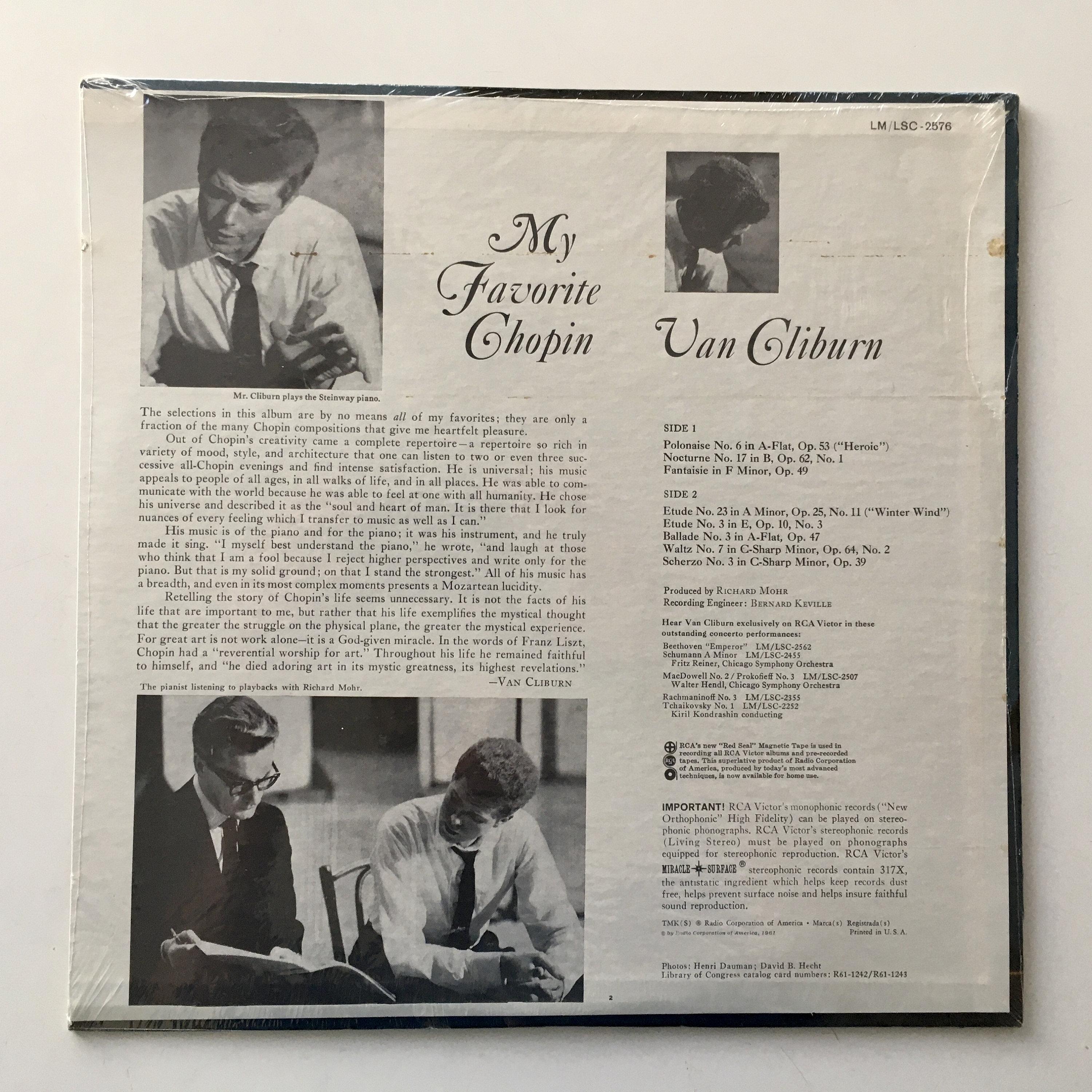 Van Cliburn - My Favorite Chopin Sealed LP Vinyl Schallplatte ...